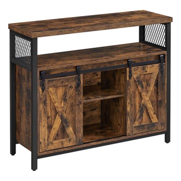 Komoda s posuvnými dvierkami FIRA hnedá/čierna