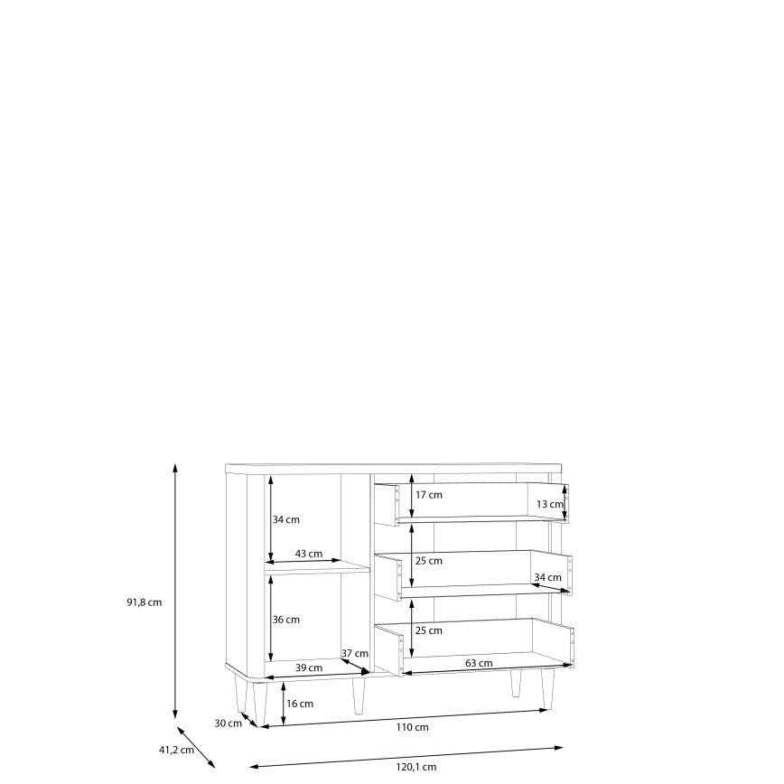 Komoda s zásuvkami VIRO hnedá/béžová