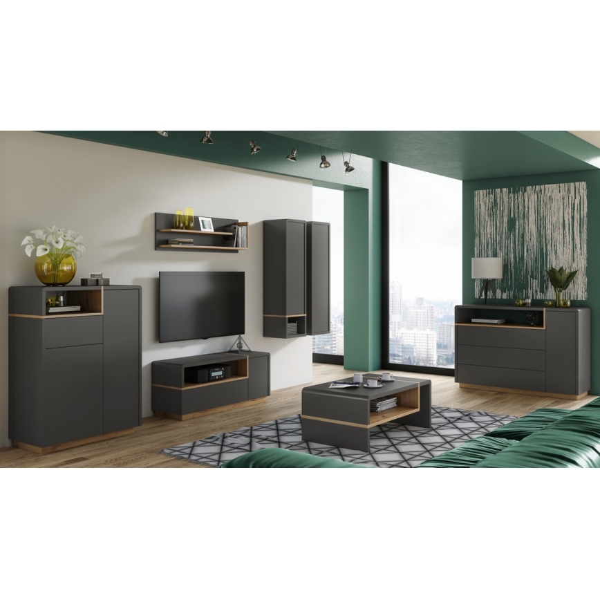 Komoda s zásuvkou FRED antracit/dub artisan