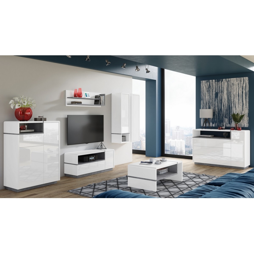 Komoda s zásuvkou FRED biela/šedá