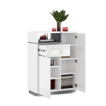 Komoda s zásuvkou FRED biela/šedá