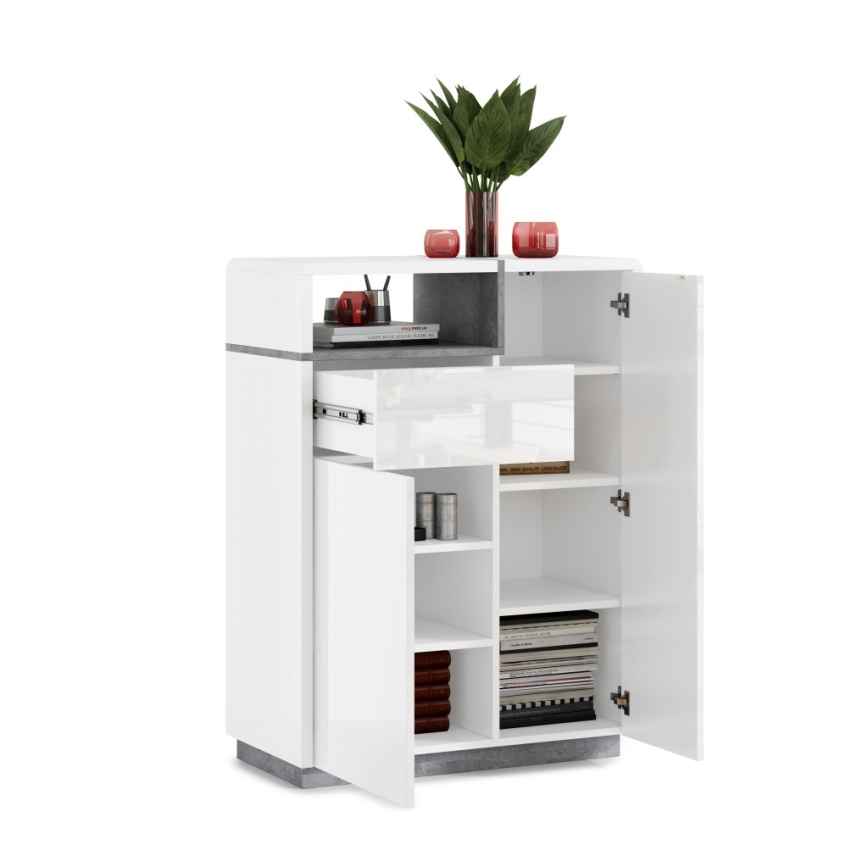 Komoda s zásuvkou FRED biela/šedá