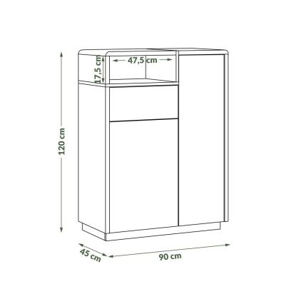 Komoda s zásuvkou FRED biela/šedá