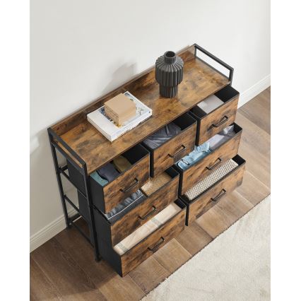 Komoda so zásuvkami KIRA hnedá/čierna