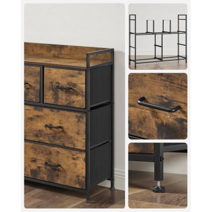 Komoda so zásuvkami KIRA hnedá/čierna