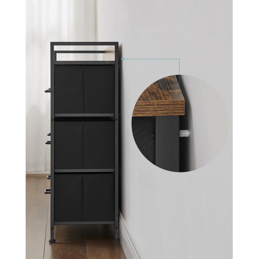 Komoda so zásuvkami KIRA hnedá/čierna