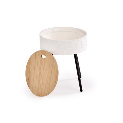Konferenčný stolík AURA 45x38 cm biela/čierna/béžová