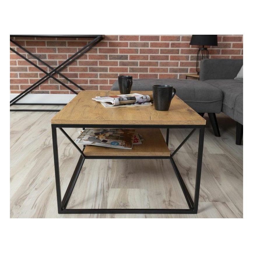 Konferenčný stolík BASICLOFT 40x80 cm čierna/hnedá