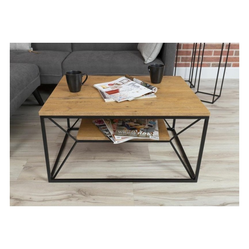 Konferenčný stolík BASICLOFT 40x80 cm čierna/hnedá