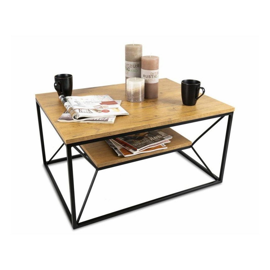 Konferenčný stolík BASICLOFT 40x80 cm čierna/hnedá