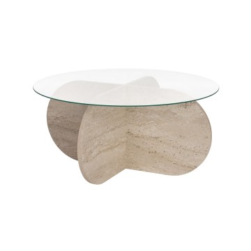 Konferenčný stolík BUBBLE, priemer 75 cm, béžová/číra
