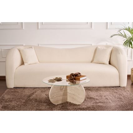 Konferenčný stolík BUBBLE, priemer 75 cm, béžová/číra