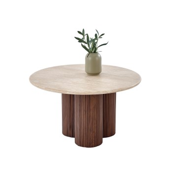 Konferenčný stolík CALDO, priemer 80 cm, hnedý/béžový