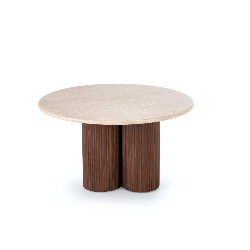 Konferenčný stolík CALDO, priemer 80 cm, hnedý/béžový