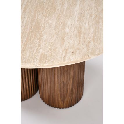 Konferenčný stolík CALDO, priemer 80 cm, hnedý/béžový