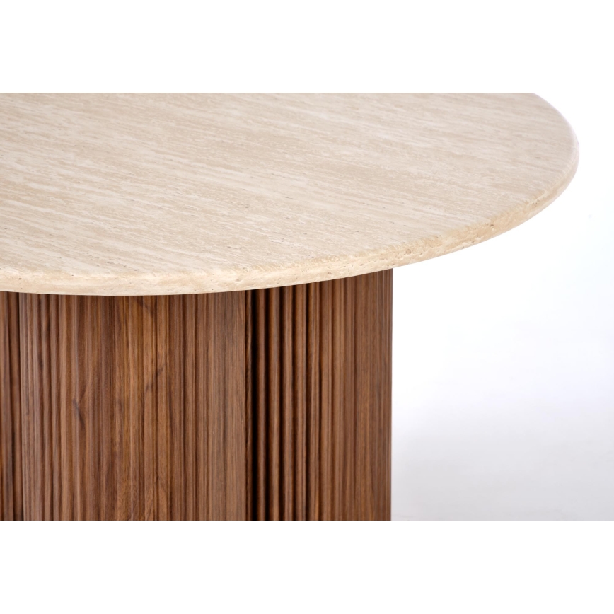 Konferenčný stolík CALDO, priemer 80 cm, hnedý/béžový