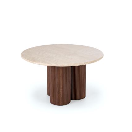 Konferenčný stolík CALDO, priemer 80 cm, hnedý/béžový