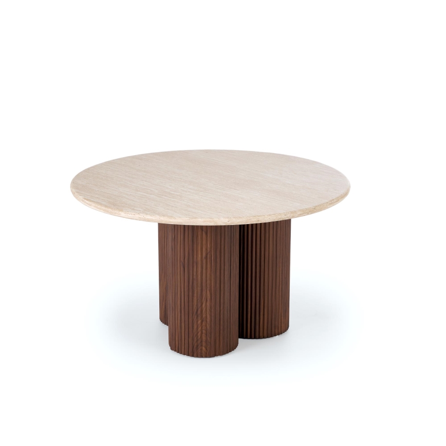 Konferenčný stolík CALDO, priemer 80 cm, hnedý/béžový