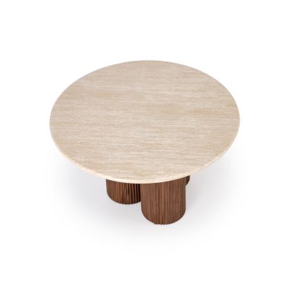 Konferenčný stolík CALDO, priemer 80 cm, hnedý/béžový
