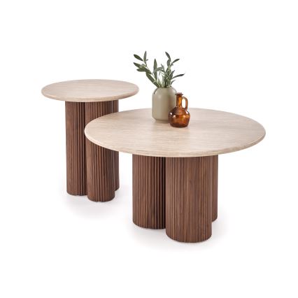 Konferenčný stolík CALDO, priemer 80 cm, hnedý/béžový