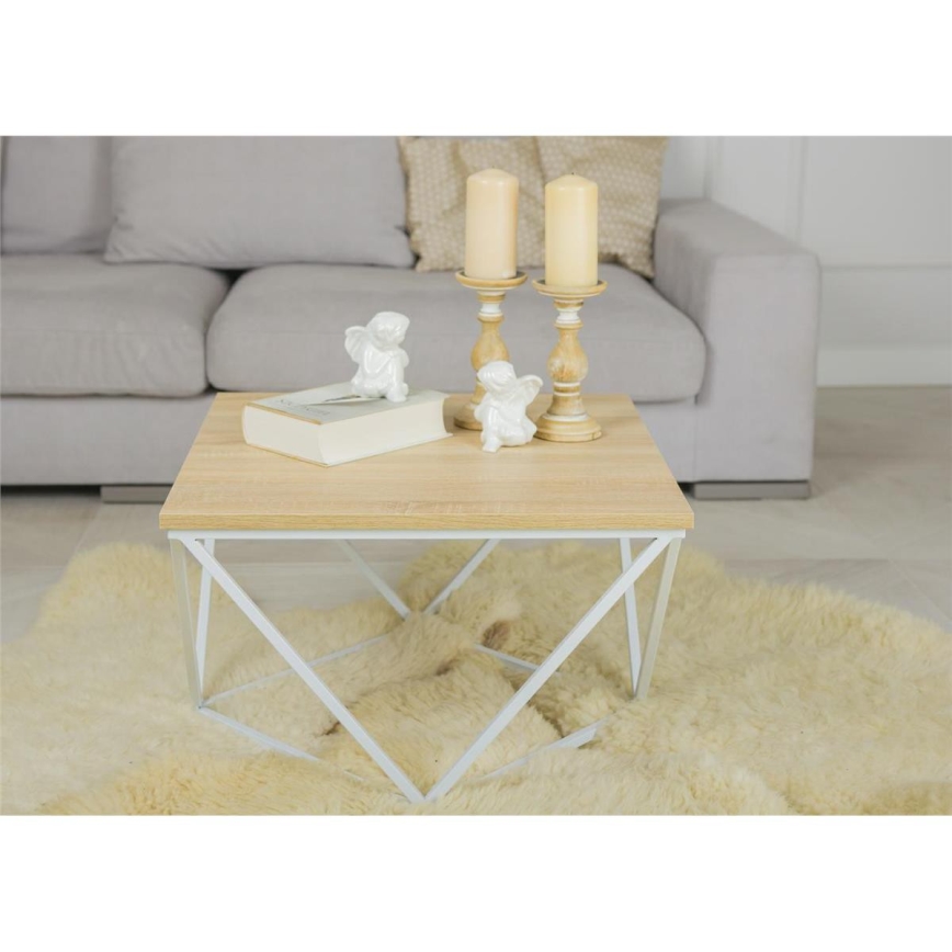 Konferenčný stolík CURVED 60x60 cm biela/béžová