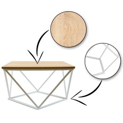 Konferenčný stolík CURVED 60x60 cm biela/béžová