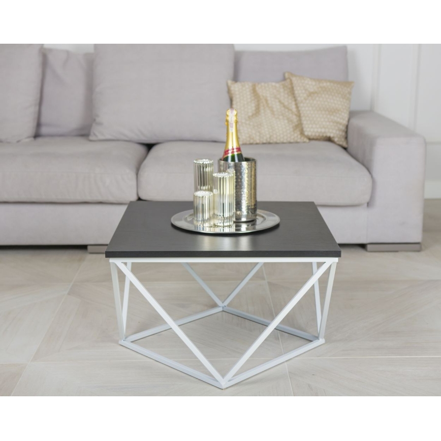 Konferenčný stolík CURVED 60x60 cm biela/čierna