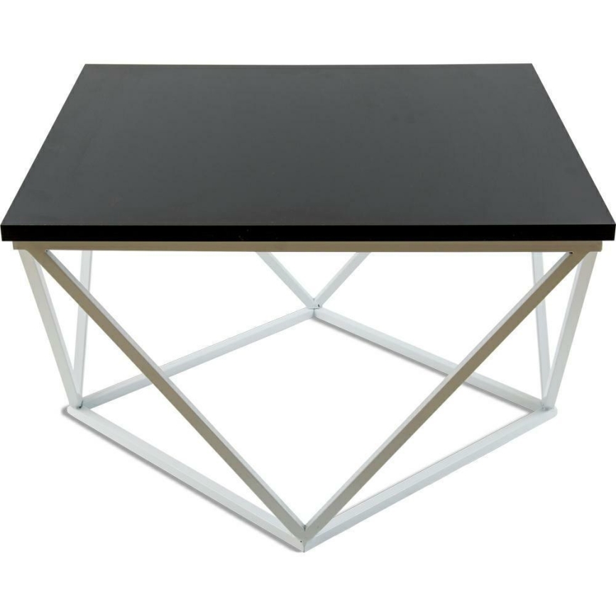 Konferenčný stolík CURVED 60x60 cm biela/čierna