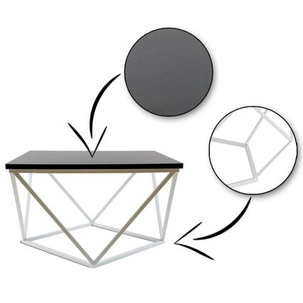 Konferenčný stolík CURVED 60x60 cm biela/čierna