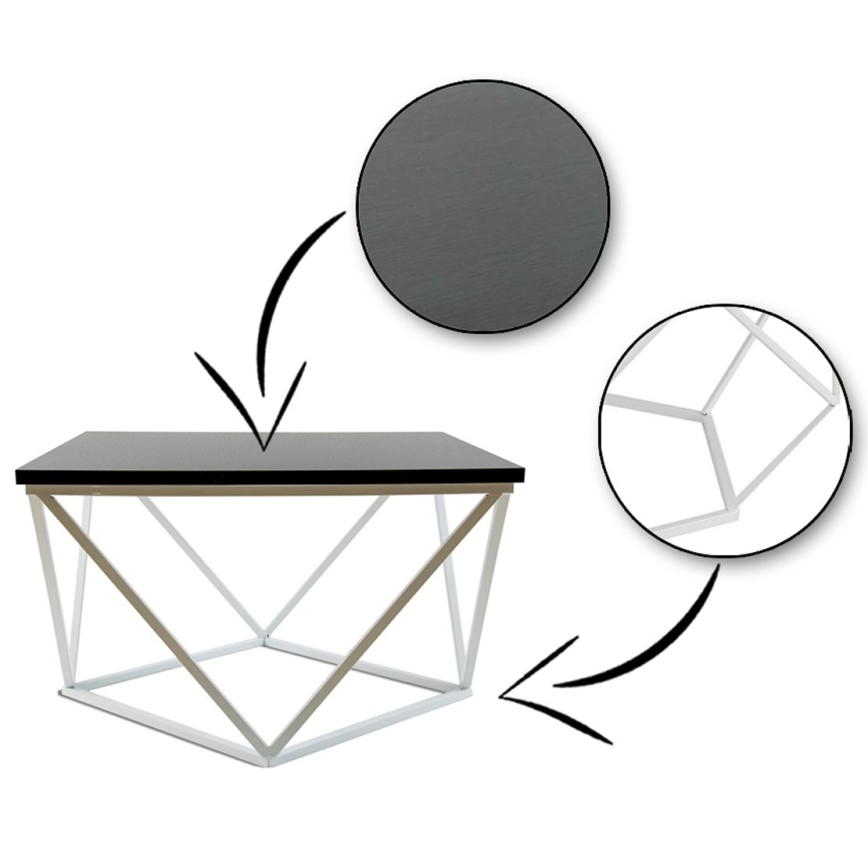 Konferenčný stolík CURVED 60x60 cm biela/čierna