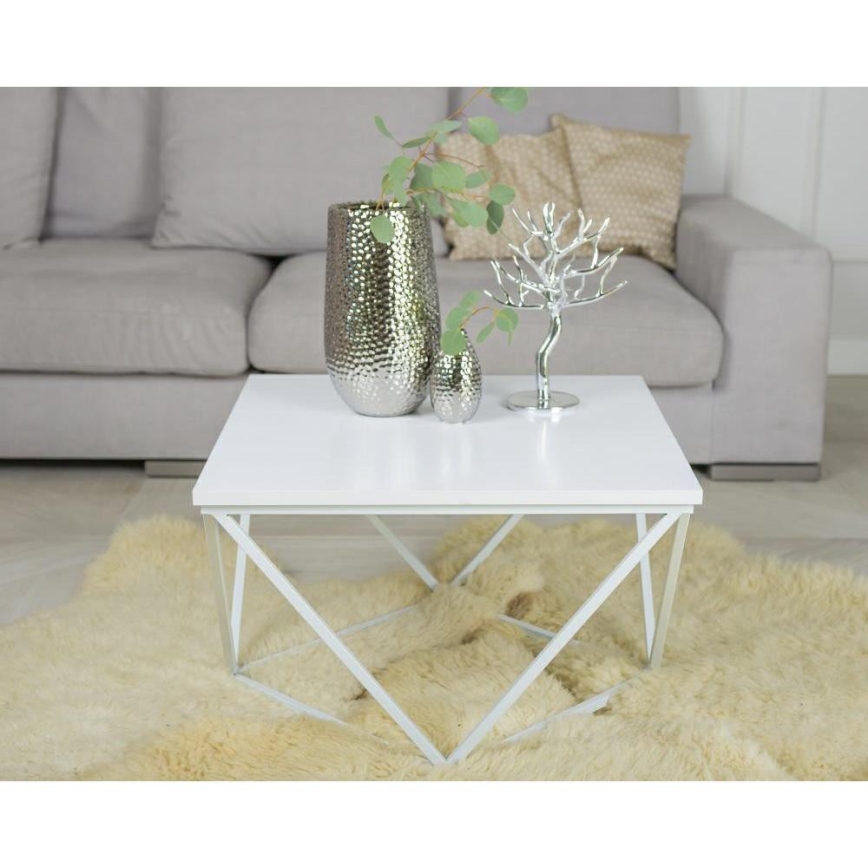 Konferenčný stolík CURVED 60x60 cm biela