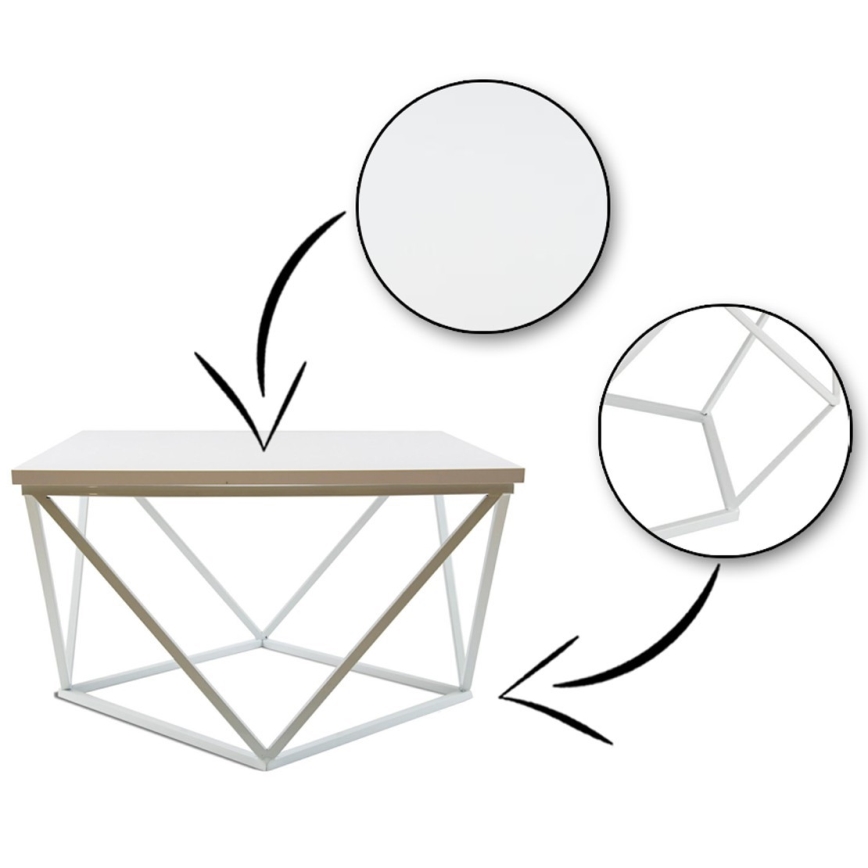 Konferenčný stolík CURVED 60x60 cm biela