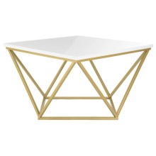 Konferenčný stolík CURVED 62x62 cm mosadz/biela