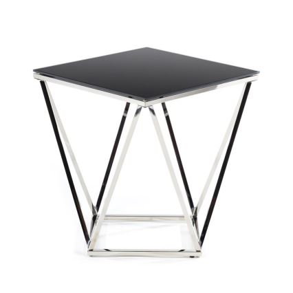 Konferenčný stolík DIAMANTA 50x50 cm lesklý chróm/čierna