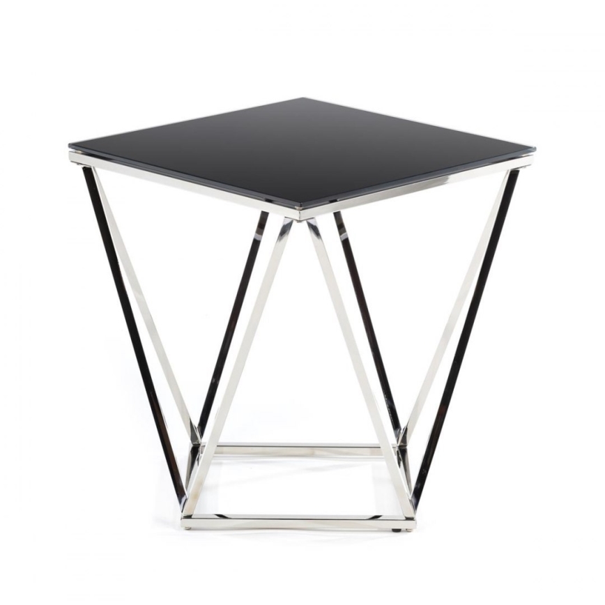 Konferenčný stolík DIAMANTA 50x50 cm lesklý chróm/čierna