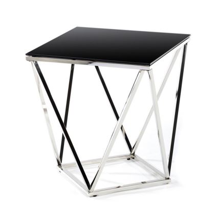 Konferenčný stolík DIAMANTA 50x50 cm lesklý chróm/čierna