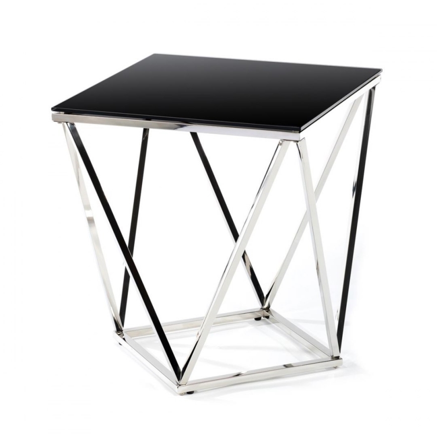Konferenčný stolík DIAMANTA 50x50 cm lesklý chróm/čierna
