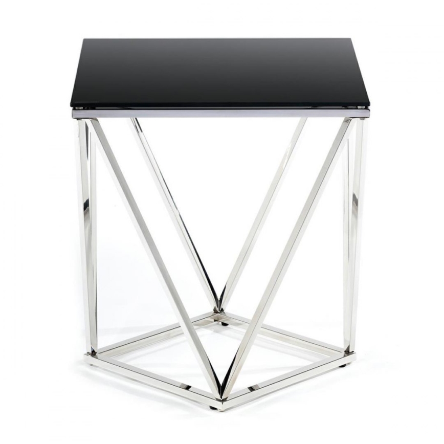 Konferenčný stolík DIAMANTA 50x50 cm lesklý chróm/čierna