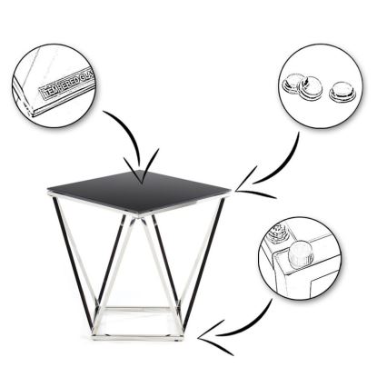 Konferenčný stolík DIAMANTA 50x50 cm chróm/čierna