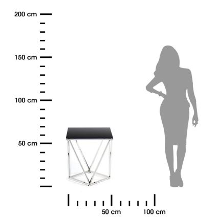Konferenčný stolík DIAMANTA 50x50 cm lesklý chróm/čierna