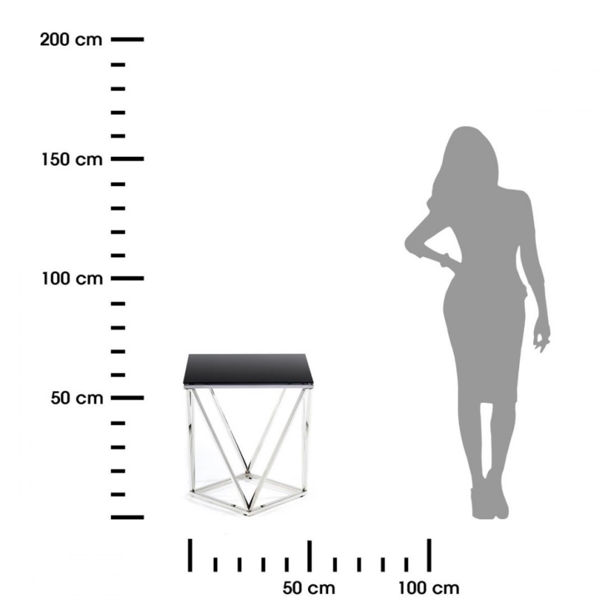 Konferenčný stolík DIAMANTA 50x50 cm lesklý chróm/čierna