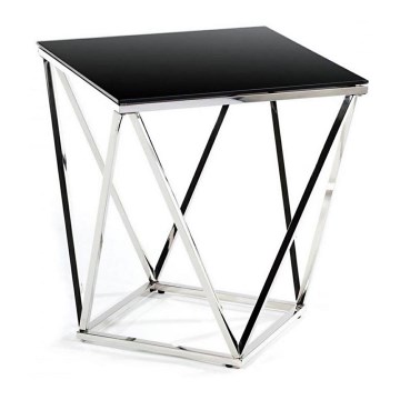 Konferenčný stolík DIAMANTA 50x50 cm lesklý chróm/čierna