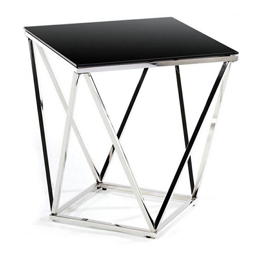 Konferenčný stolík DIAMANTA 50x50 cm lesklý chróm/čierna