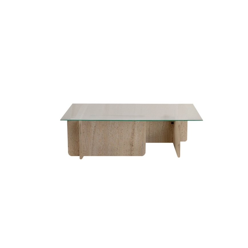 Konferenčný stolík ESCAPE 105x65 cm travertín/číre