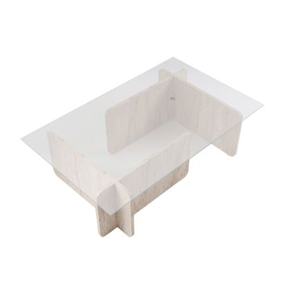 Konferenčný stolík ESCAPE 105x65 cm travertín/číre