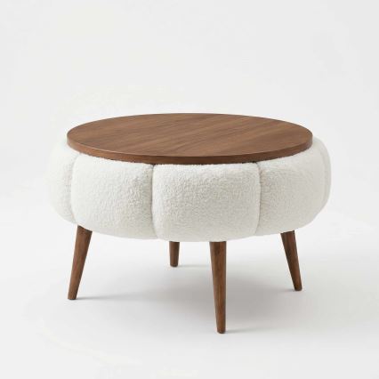 Konferenčný stolík FELPO pr. 45 cm krémový/orechový
