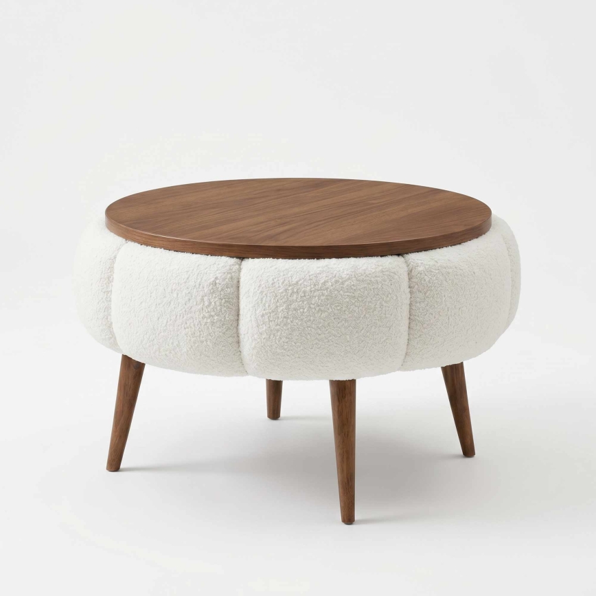 Konferenčný stolík FELPO pr. 45 cm krémový/orechový