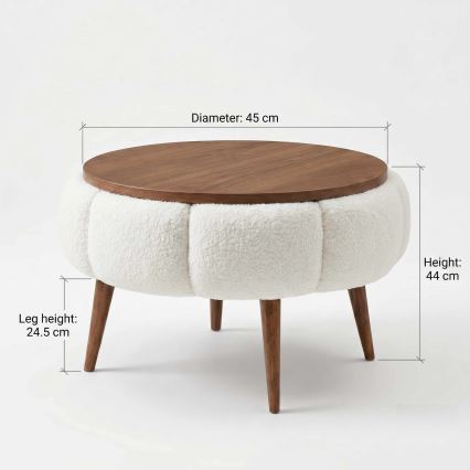 Konferenčný stolík FELPO pr. 45 cm krémový/orechový