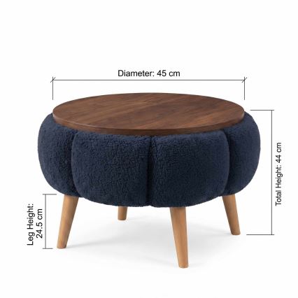 Konferenčný stolík FELPO pr. 45 cm modrá/orech