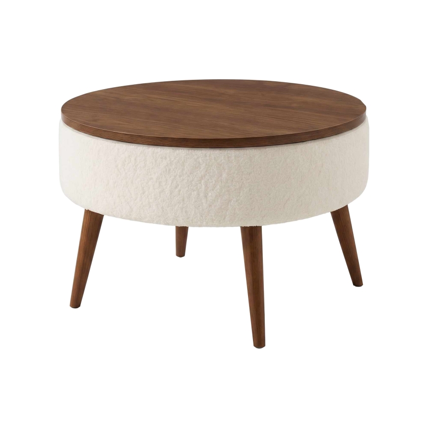 Konferenčný stolík FELPO pr. 60 cm biela/orech